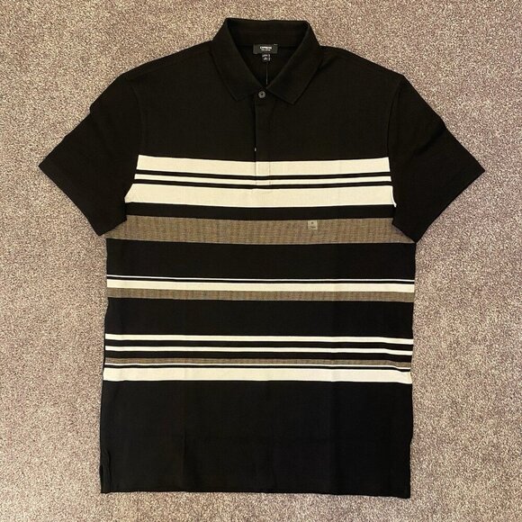 Express Men's Multi Striped Perfect Pima Cotton Pique Polo Size M Tall - NWT $64 - Picture 13 of 15